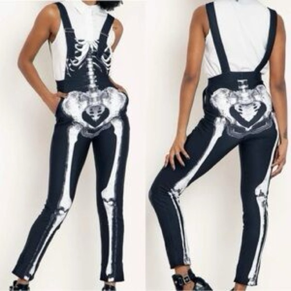 BlackMilk skeleton overalls Black and White small